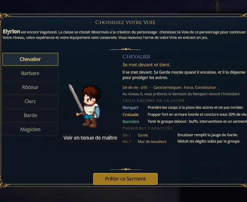 Le popup de migration